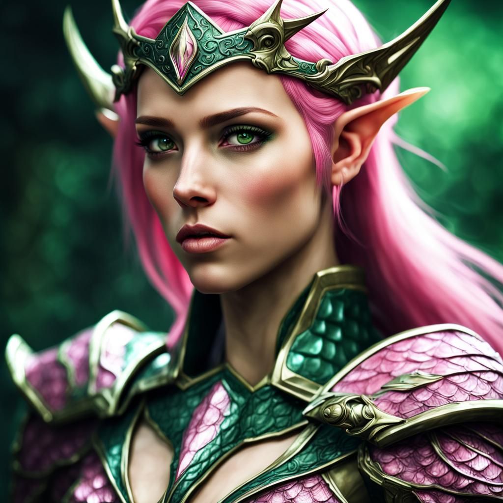 High Elf Princess with Dragon Armor and Magic
