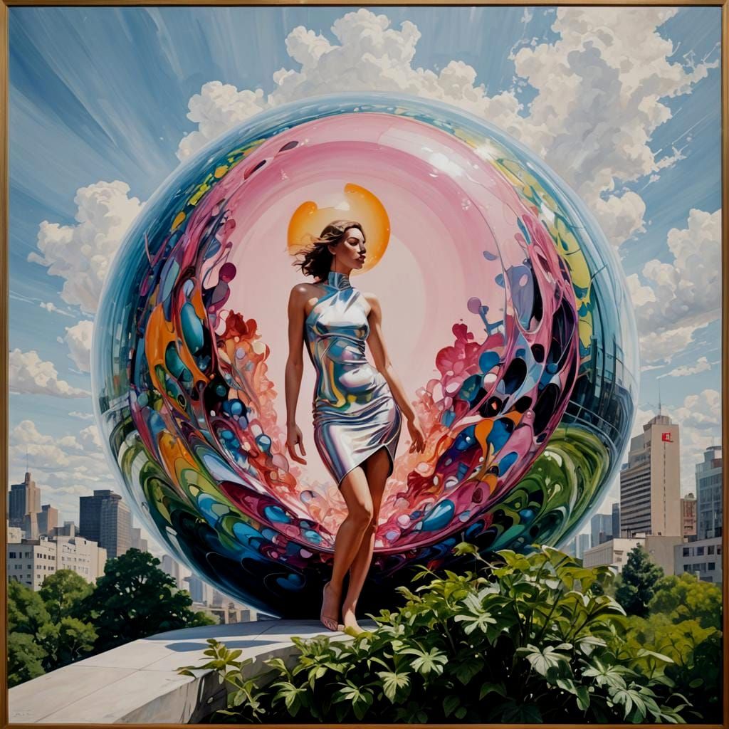 Futuristic Figure in Photorealistic Psychedelic Cocoon