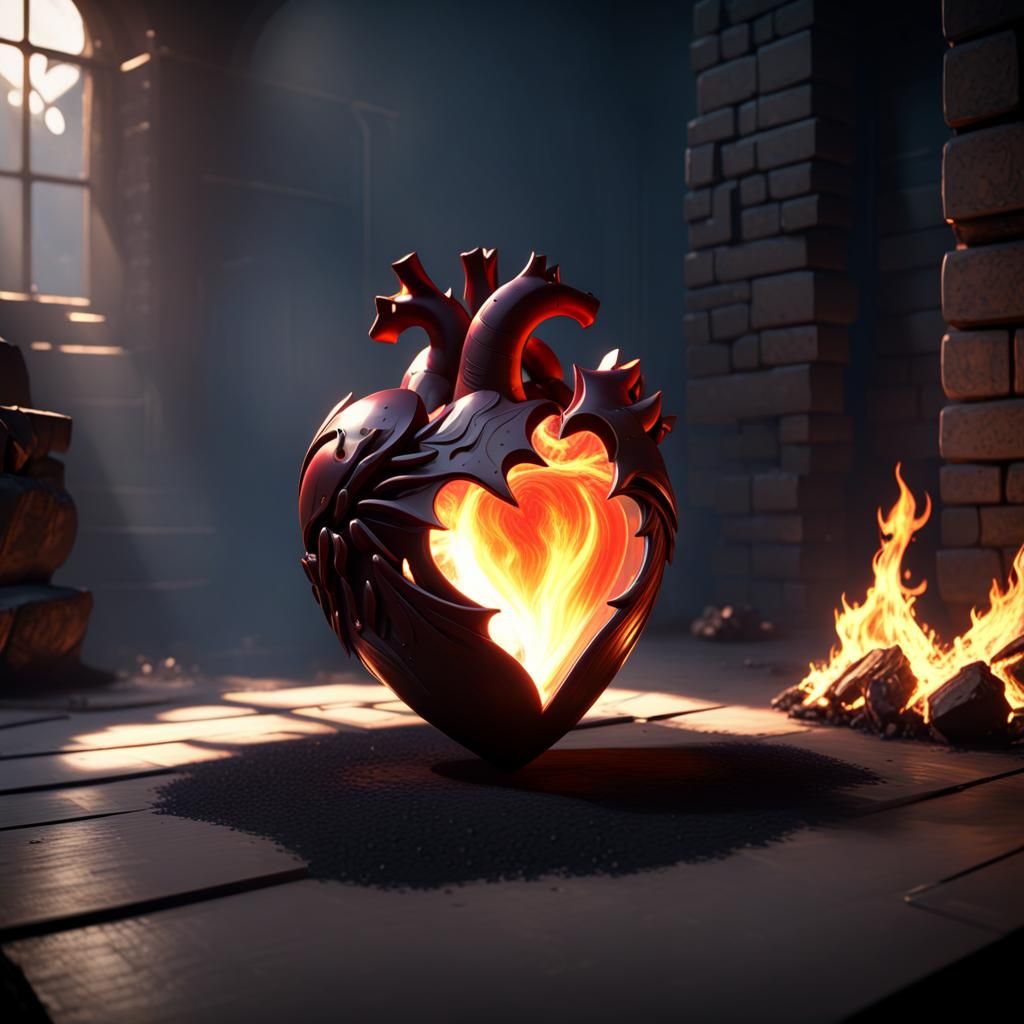 Fiery Heart: Trending 3D Render