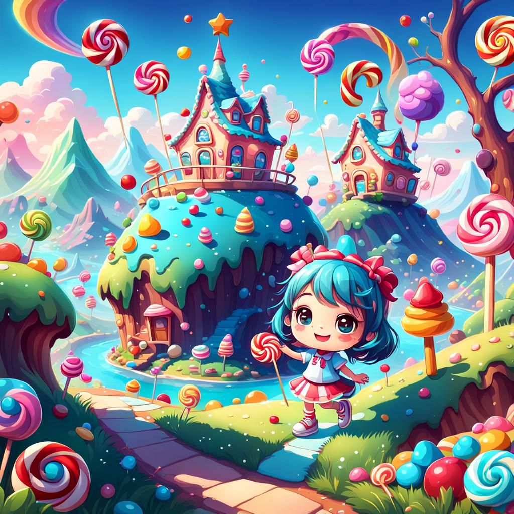 Charming Chibi Character in Candy Art Style