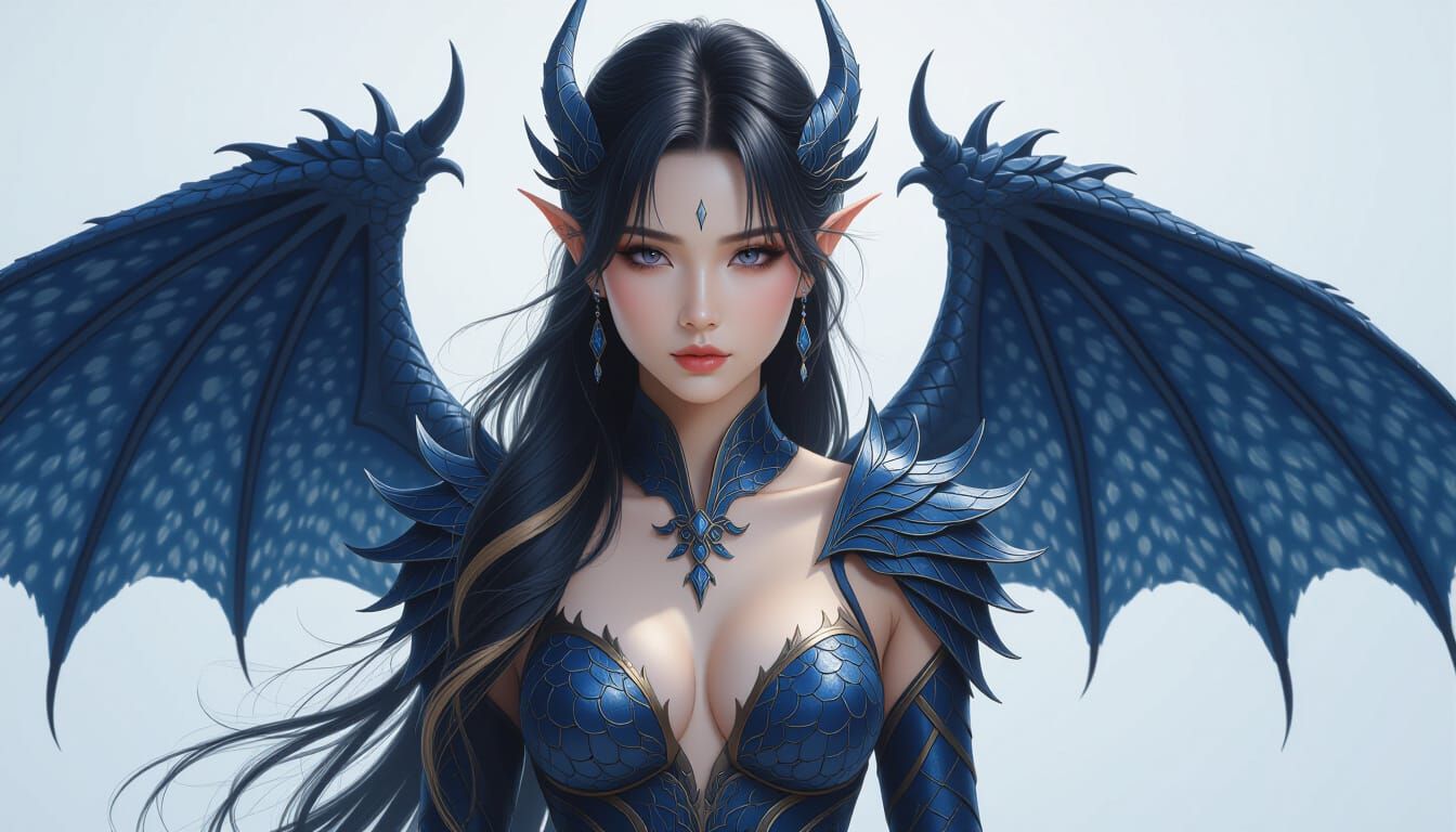 Ethereal Thai Dragon Woman with Violet Eyes