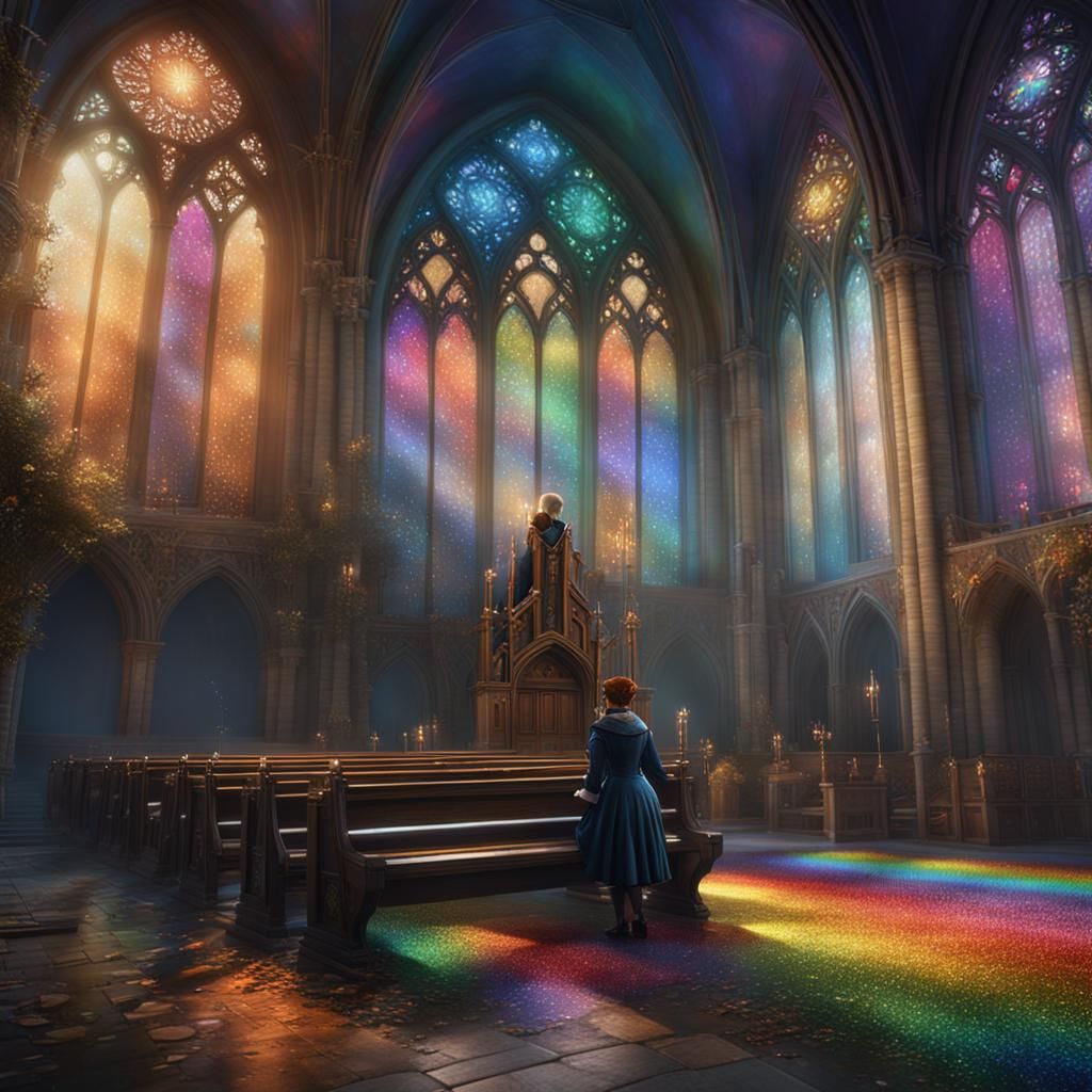 Eleanor Rigby in Rainbow Church: Fantasy Art