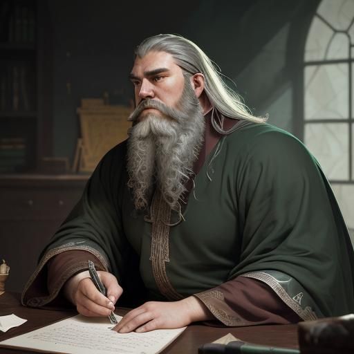 Monk Scribe with Quill in Hyperrealistic Style