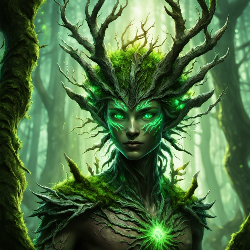 Forest Spriggan Concept Art with Ethereal Green Glow