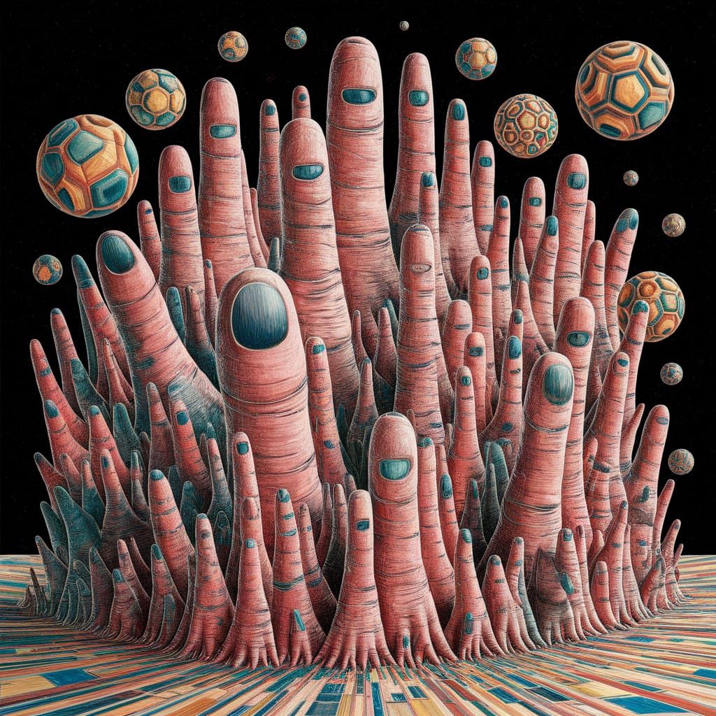 Futuristic Finger Cityscape in Vibrant, Optimistic Hues