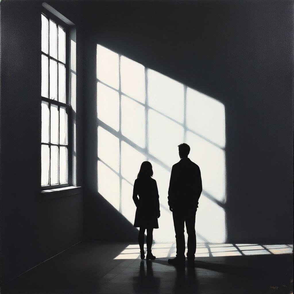 Solitary Figure in Shadowy Room