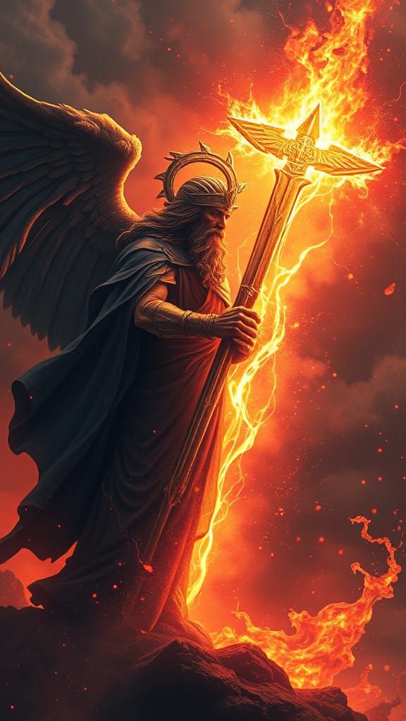 Supernatural Neon God in Cosmic Glory