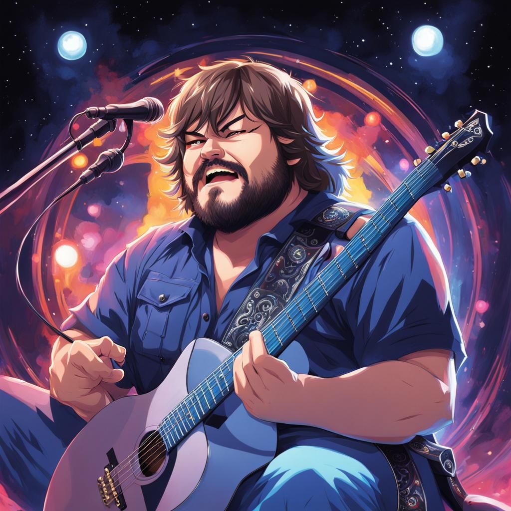 Jack Black Guitar Anime Style