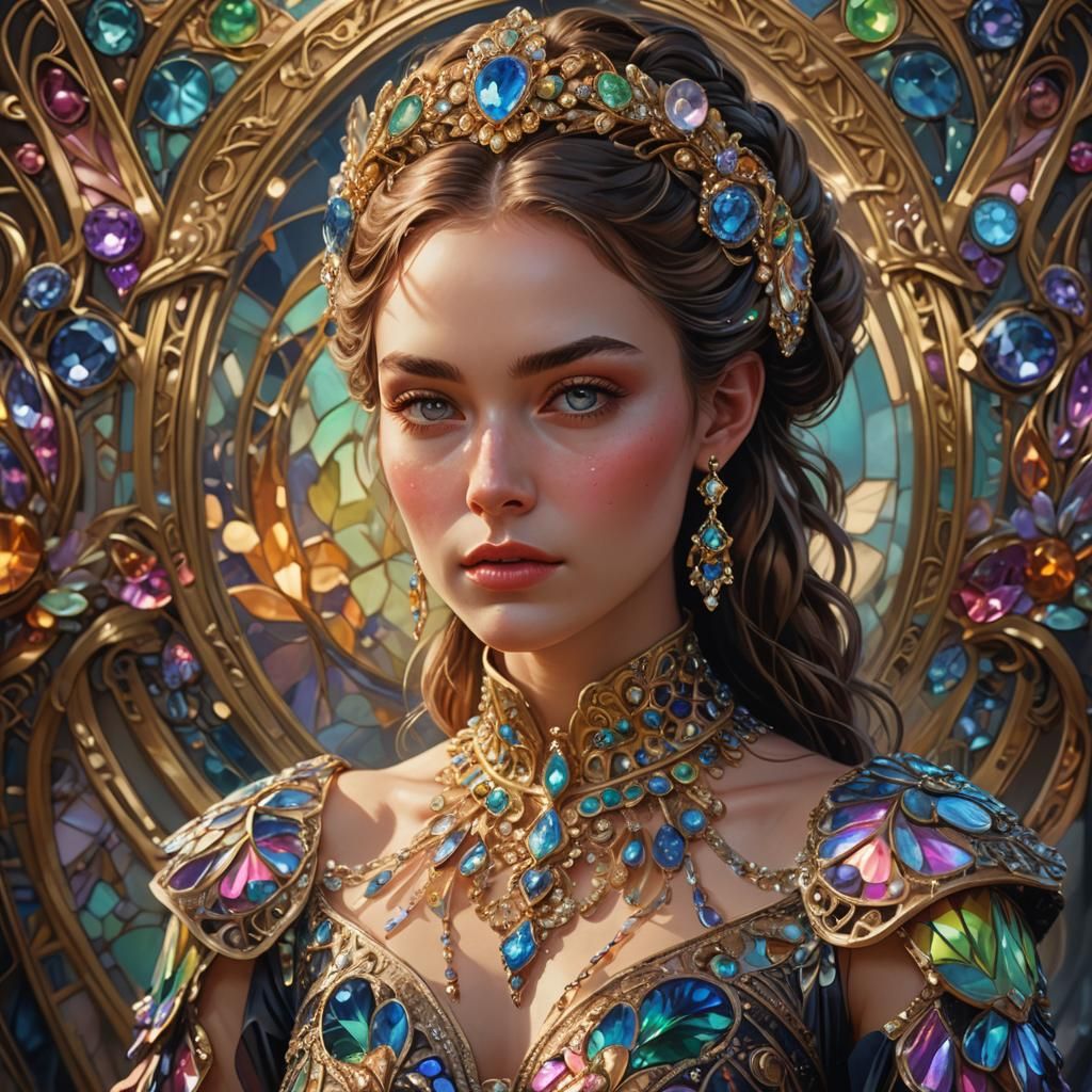 Ornate Dress: Art Nouveau Portrait in 8K