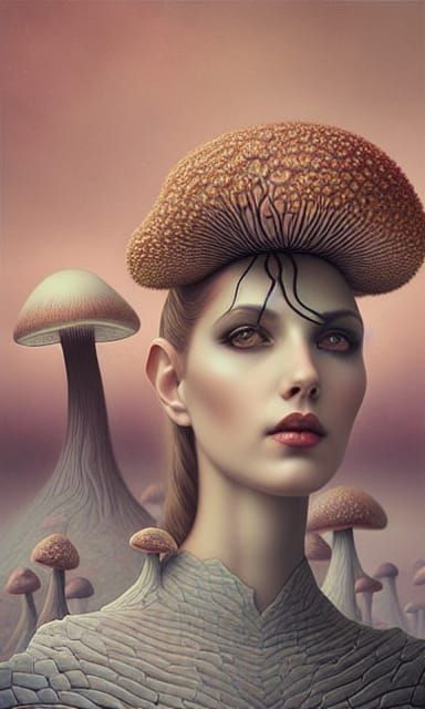 Surreal Fractal Mushroom Matte Painting