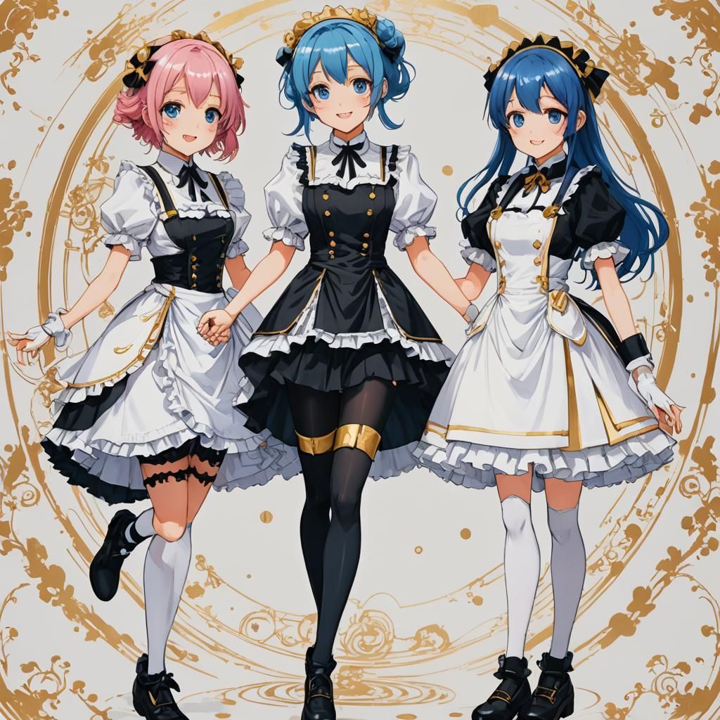 Gemini Twins as Maids in Anime Style