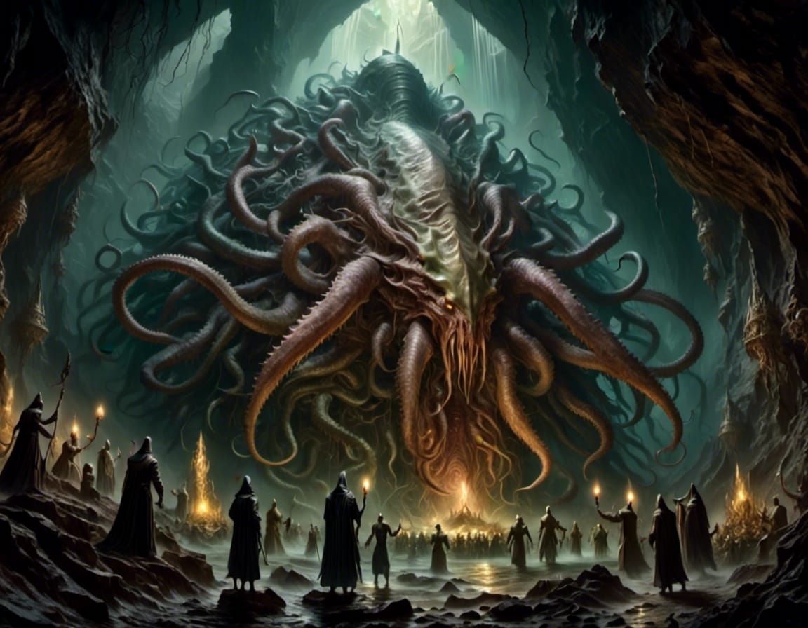 Lovecraftian monstrosity with worshippers