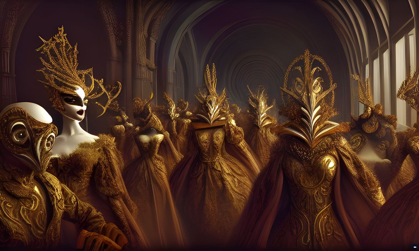 Elaborate Masquerade Ball in Photorealistic Style