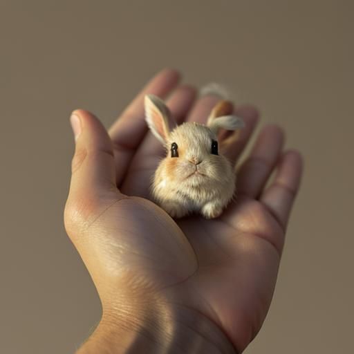 Tiny Rabbit in Hand: Dreamy Concept Art