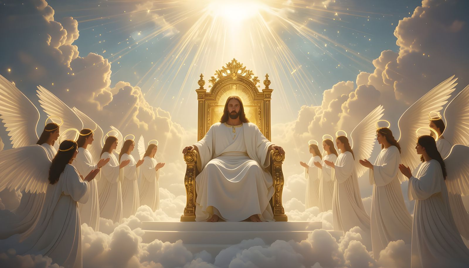 Jesus Enthroned in Heaven in Radiant Glory