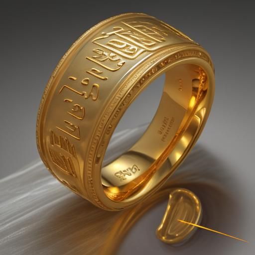 Ethereal Golden Ring with Ancient Script