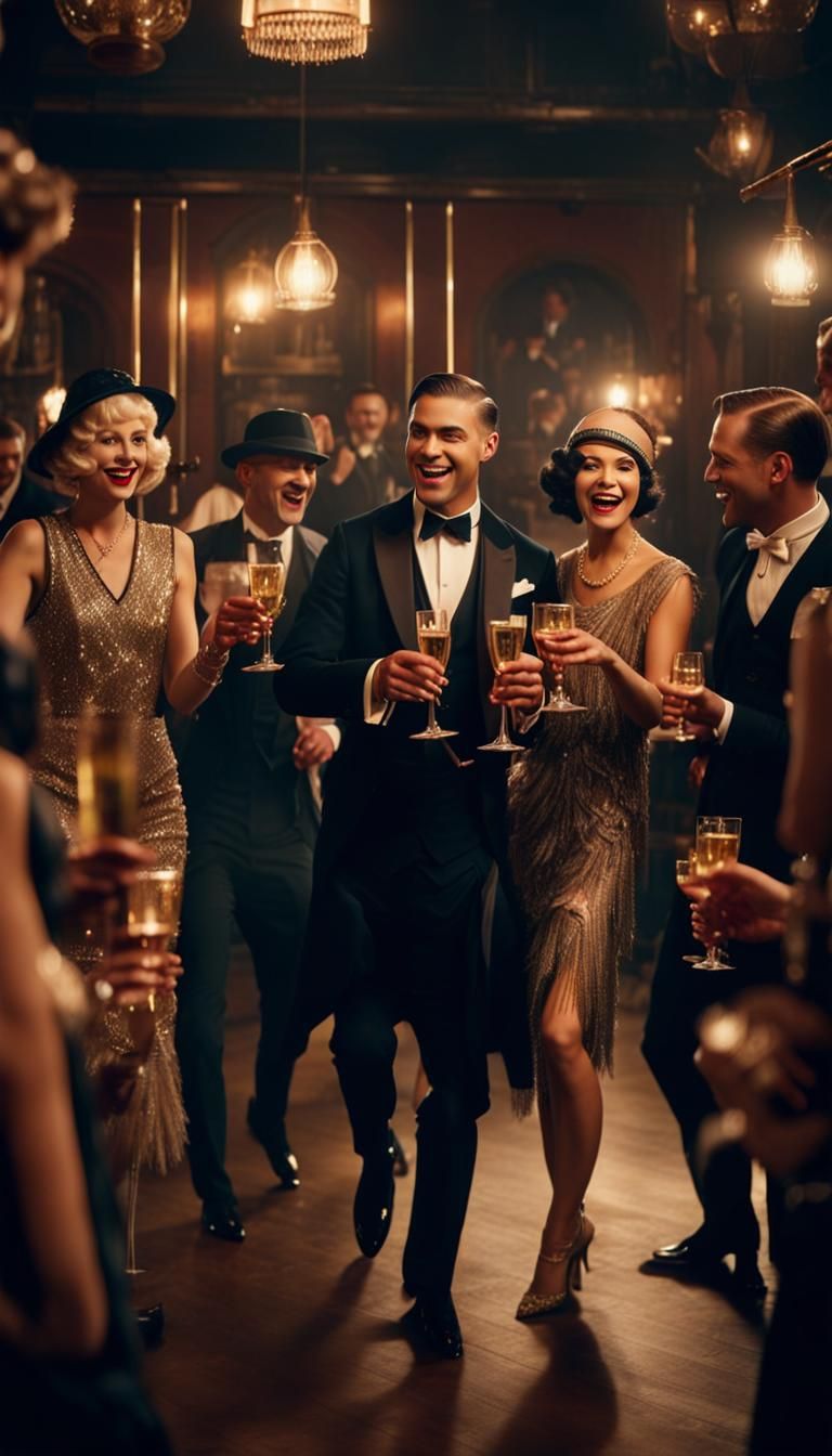 Festive 1920s Party in a Speakeasy