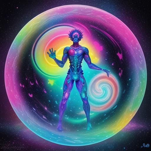 Cosmic Berry Skittles Geleto in Mixed Media Style