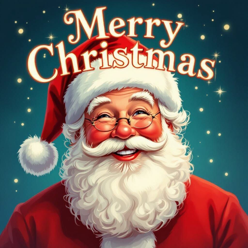 Cheerful Santa Claus with Merry Christmas Hat