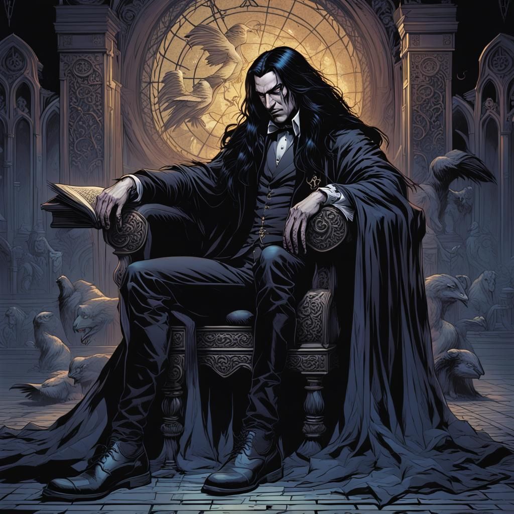 Melancholic Vampire Lord with Raven Sigil