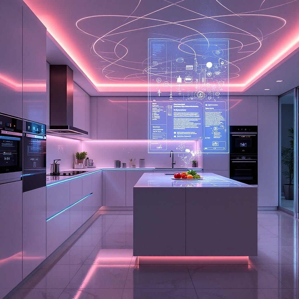 Sleek Modern Kitchen with Futuristic Smart Appliances