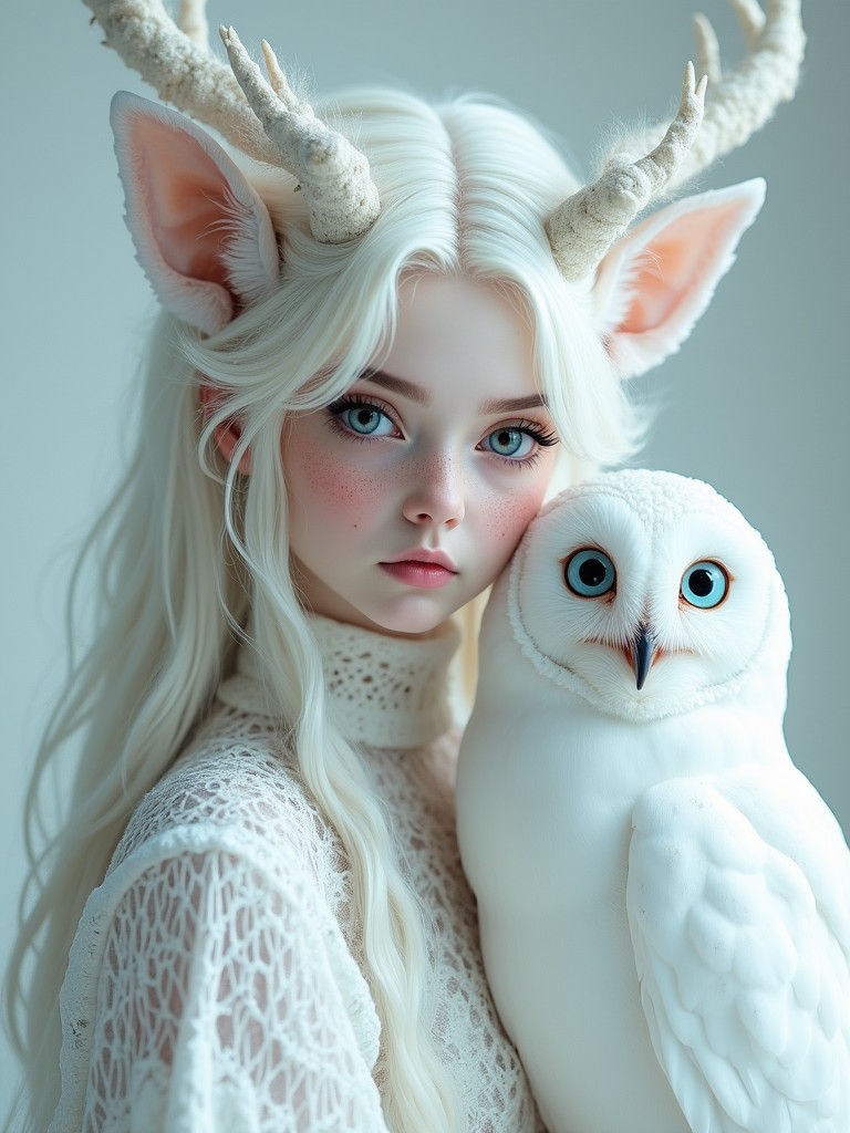 Ethereal Fantasy Character Portrait with Owl