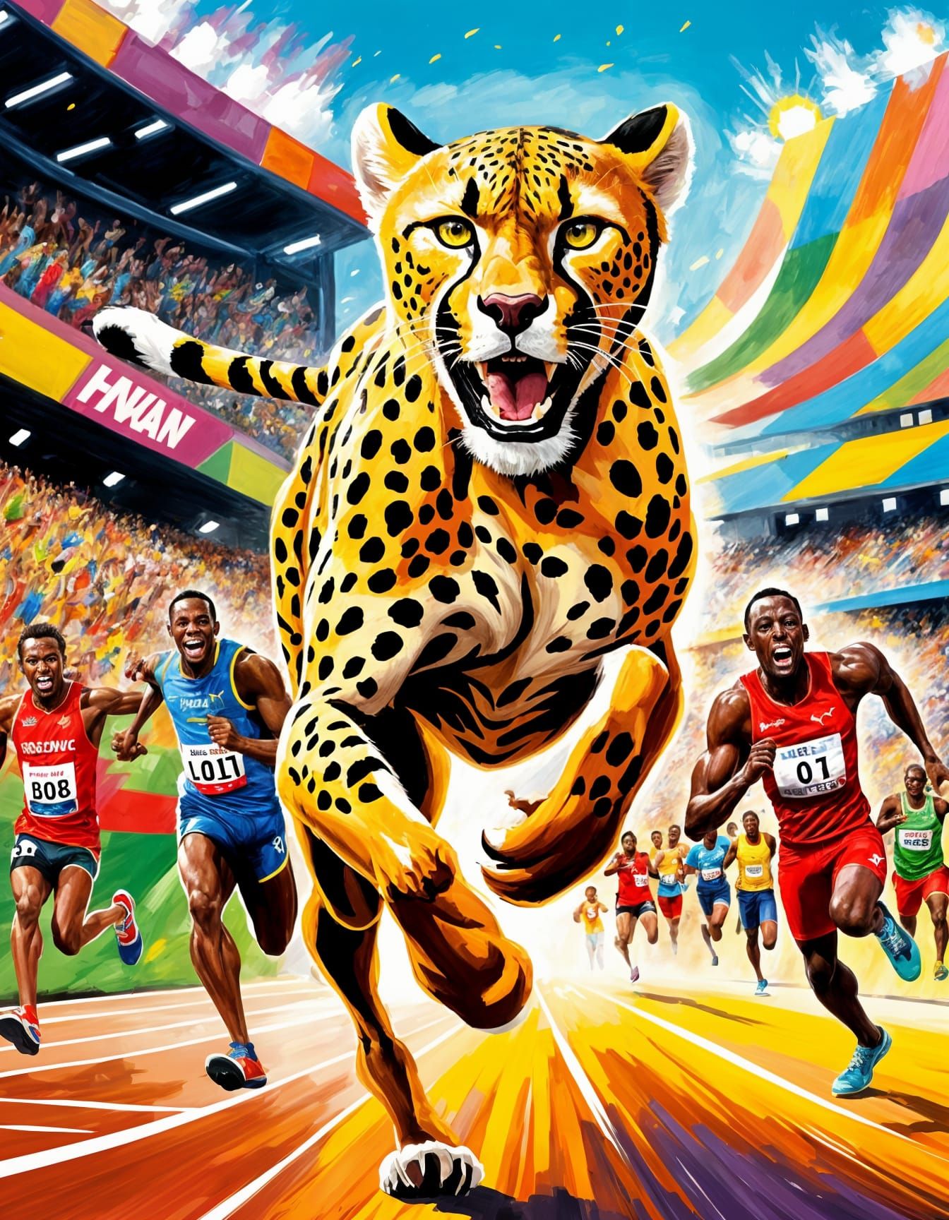 Usain Bolt as Cheetah in Storybook Illustration