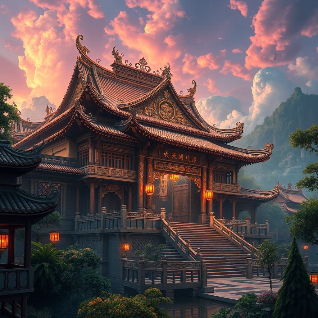 Spectacular Chinese Building in Dreamlike Matte Painting