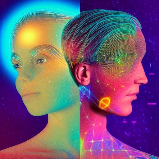 Holographic Astral Illustration of Two People