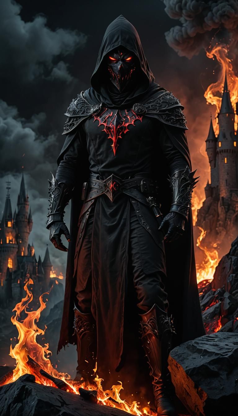 Ultra-Realistic Dark Creature with Red Eyes