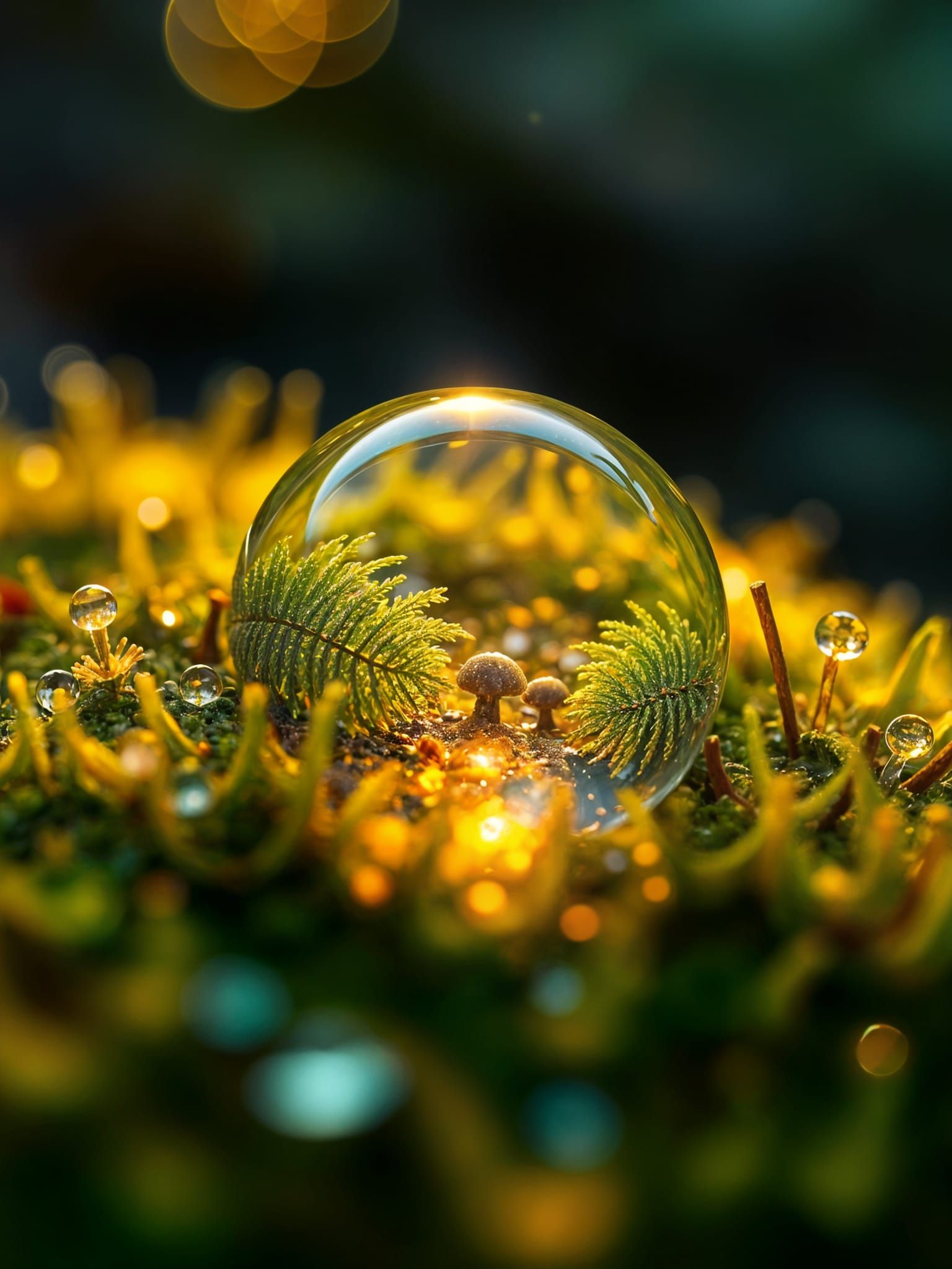 Cosmic Dewdrop Macro in Morning Light