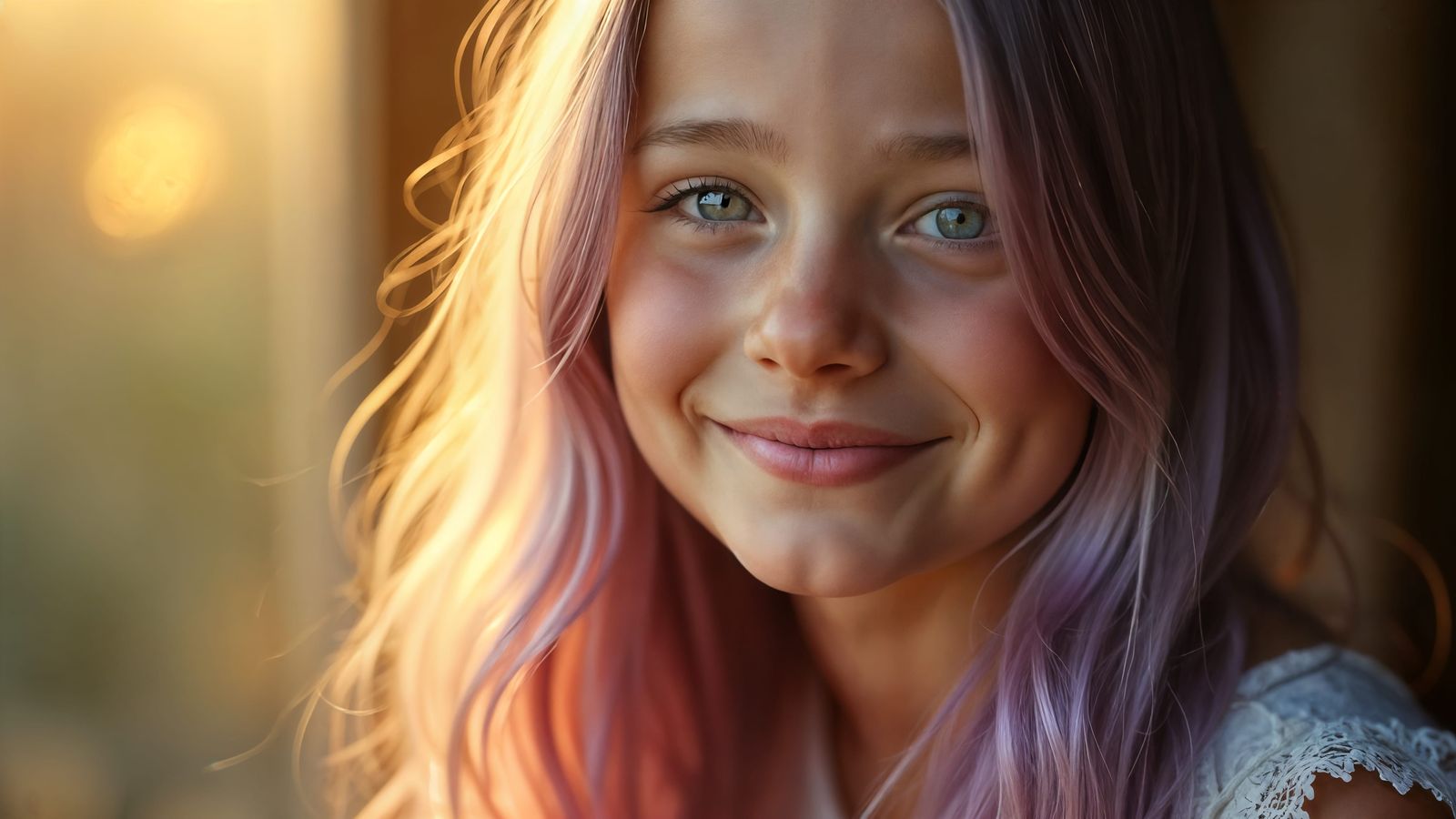 Smirking Girl Portrait in Analogue Photography Style