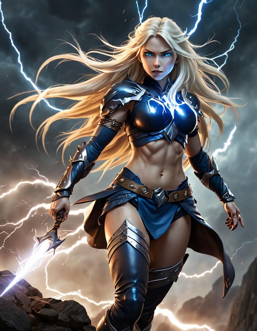 Norway-Themed Supervillain Controlling Storms in Anime Style