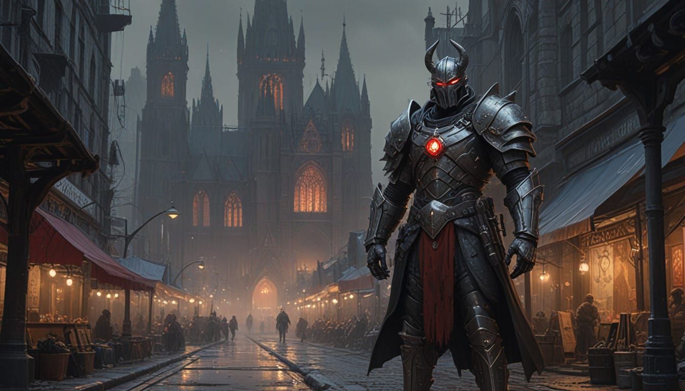 Demonic Warrior King in Gothic Cathedral