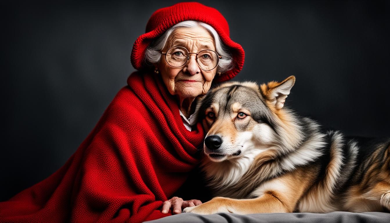 Little Red Riding Hood and the Wolf in Hyperrealistic Gothic...