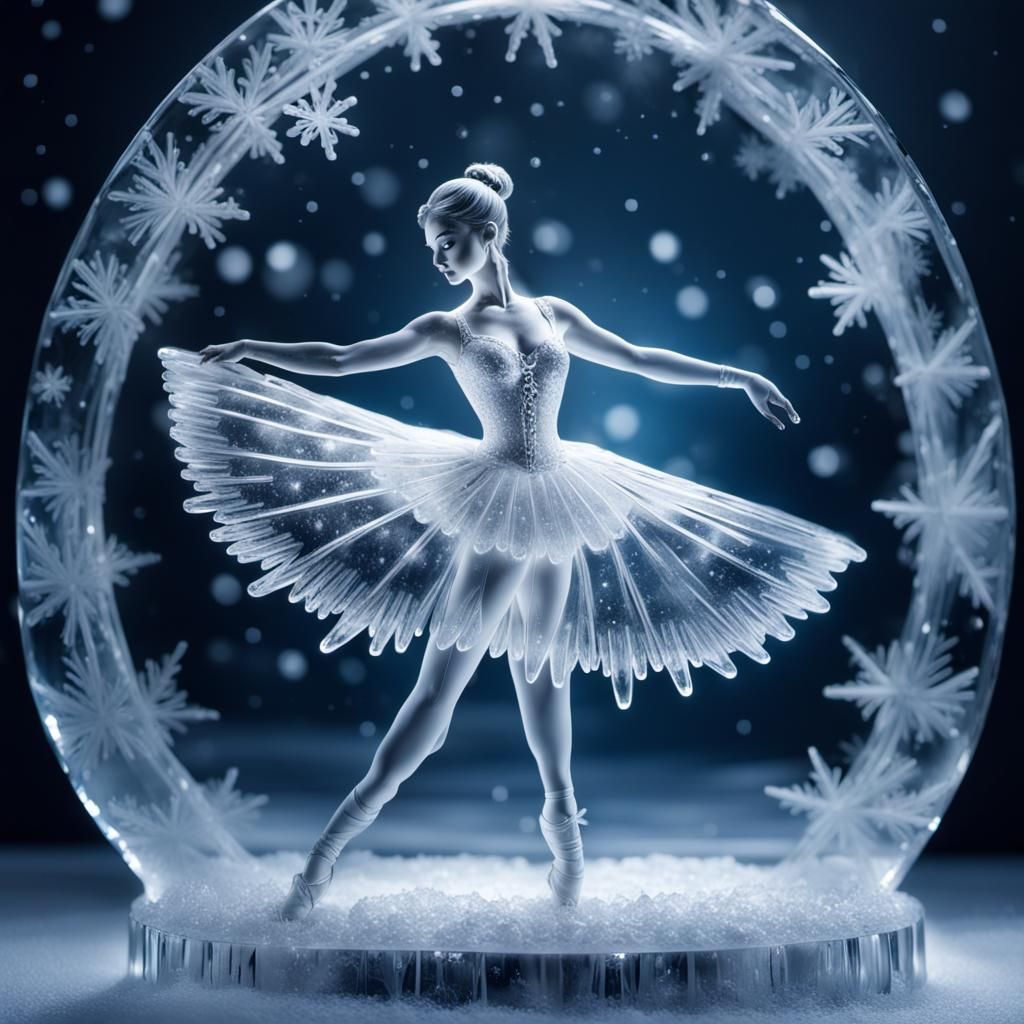 Intricate Ice Sculpture of a Ballerina