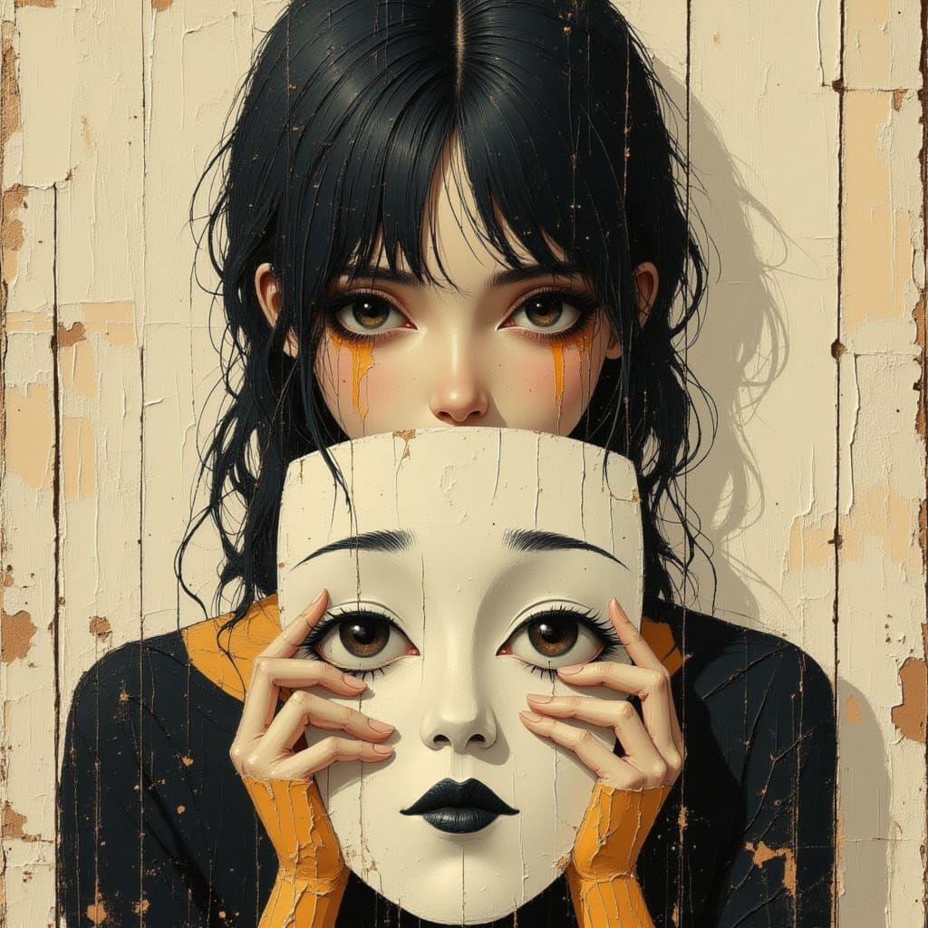 Sad Girl Hides True Feelings Behind Smiling Mask