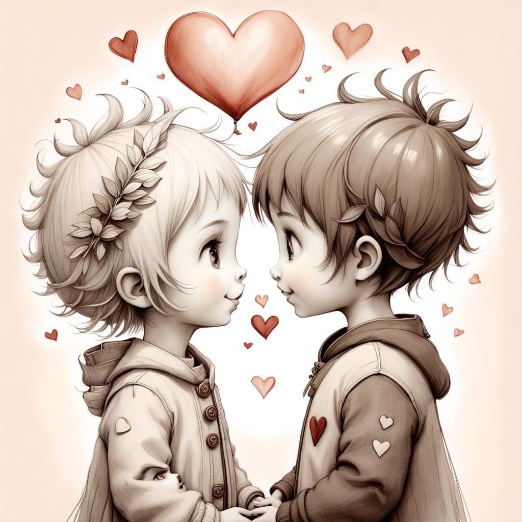 Toddlers Falling in Love: Hand-Drawn Animation