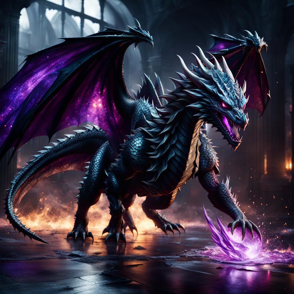 Armored Dragon Runs Through the Dark: 8k Concept Art