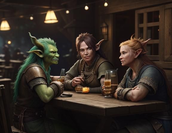 Female Goblins Enjoying Cocktails in Detailed 3D Render