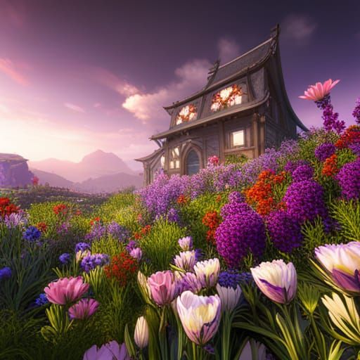 Fantastical Flowers in Detailed Matte Painting