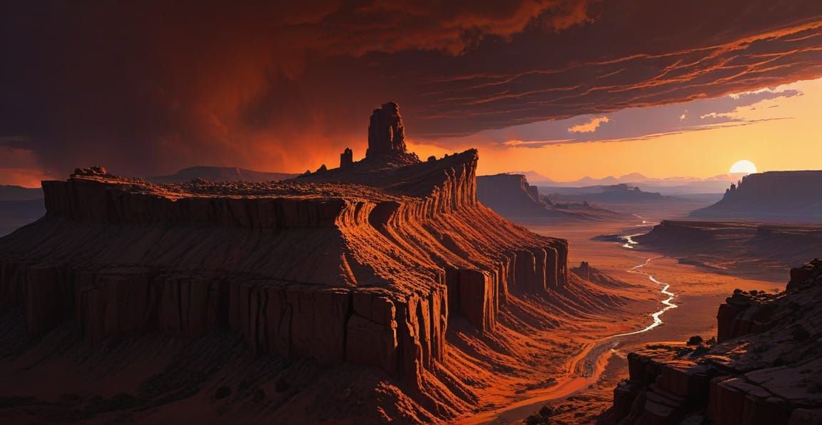 Surreal Desert Landscape at Majestic Sunrise
