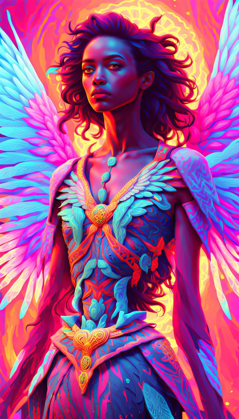 Pixar-Style Portrait with Glowing Runes and Wings