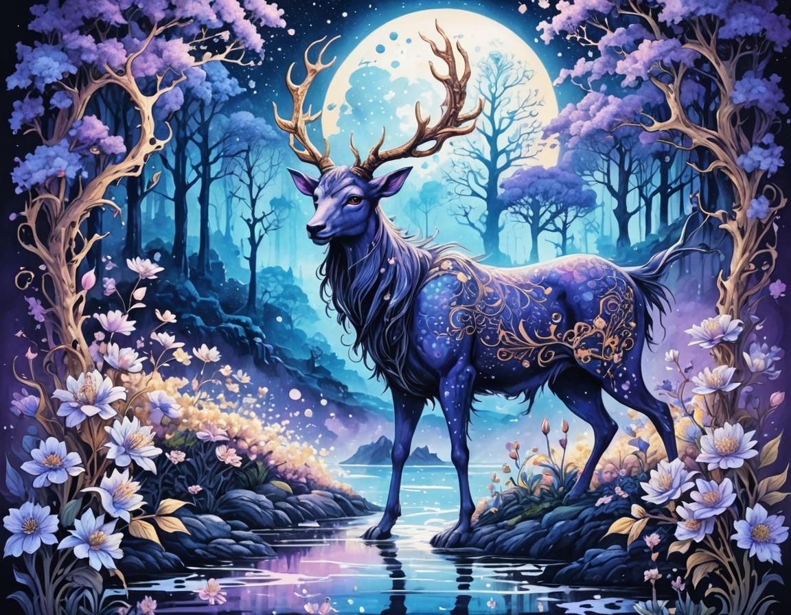 Monster Fairy in Surreal Bioluminescent Ink Artwork