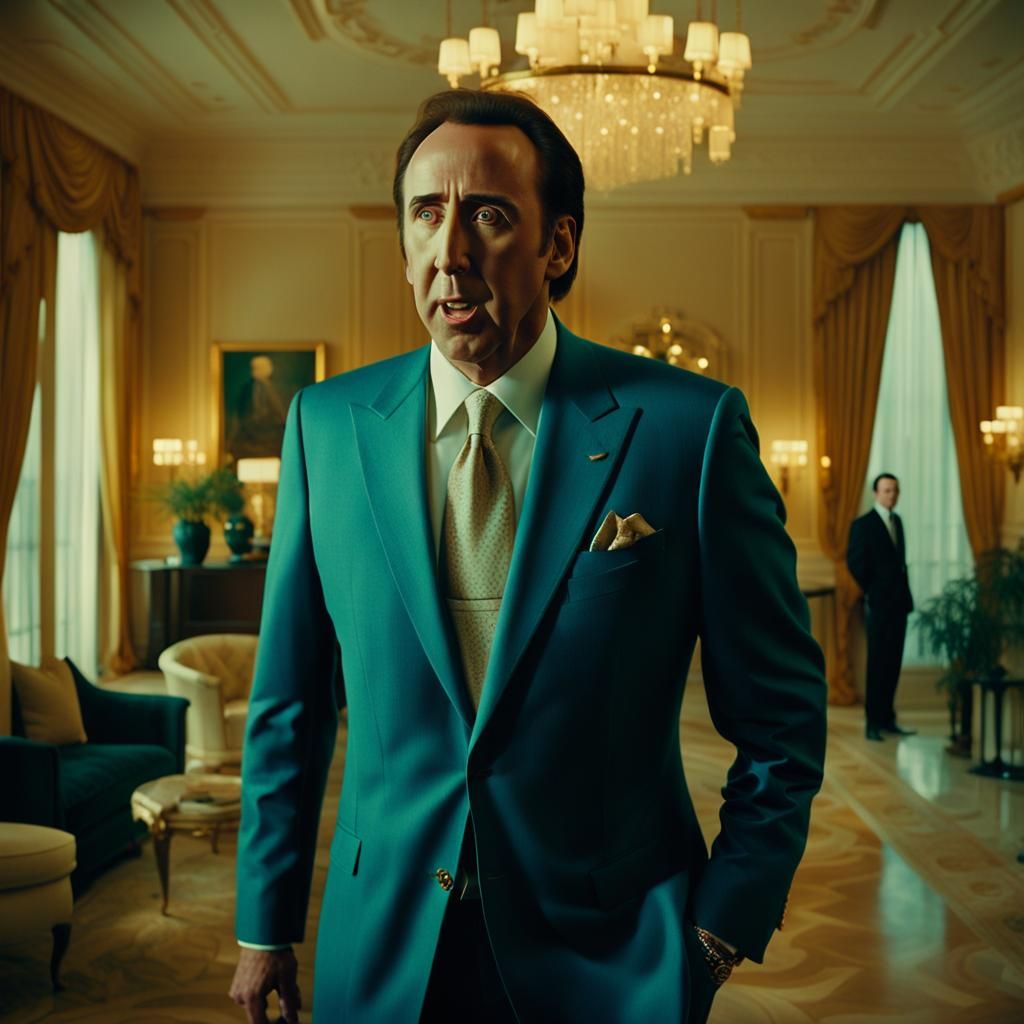 Nicolas Cage as Real Estate Agent: Cinematic Film Still
