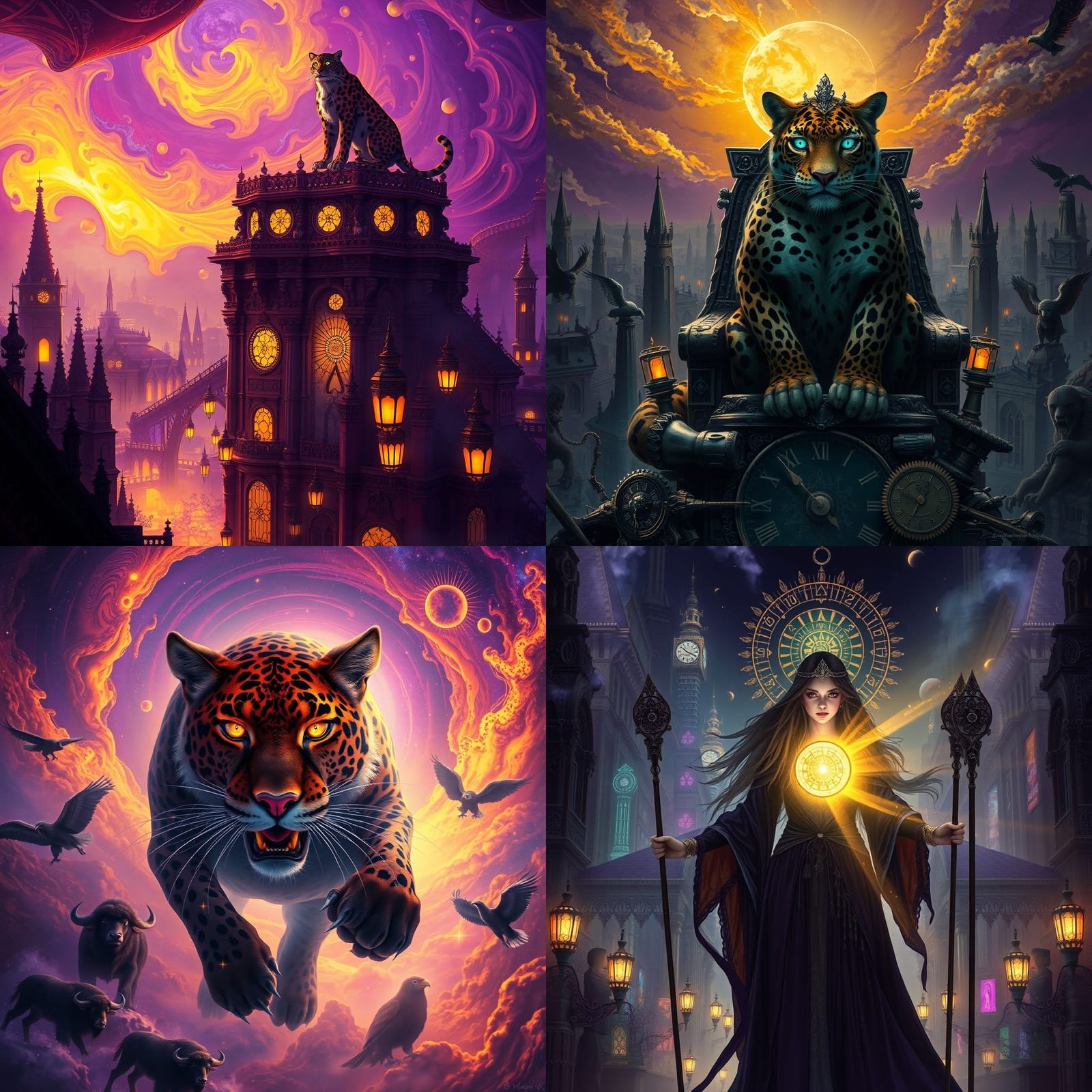 Cyberpunk Shaman: Teal Fire Cityscape