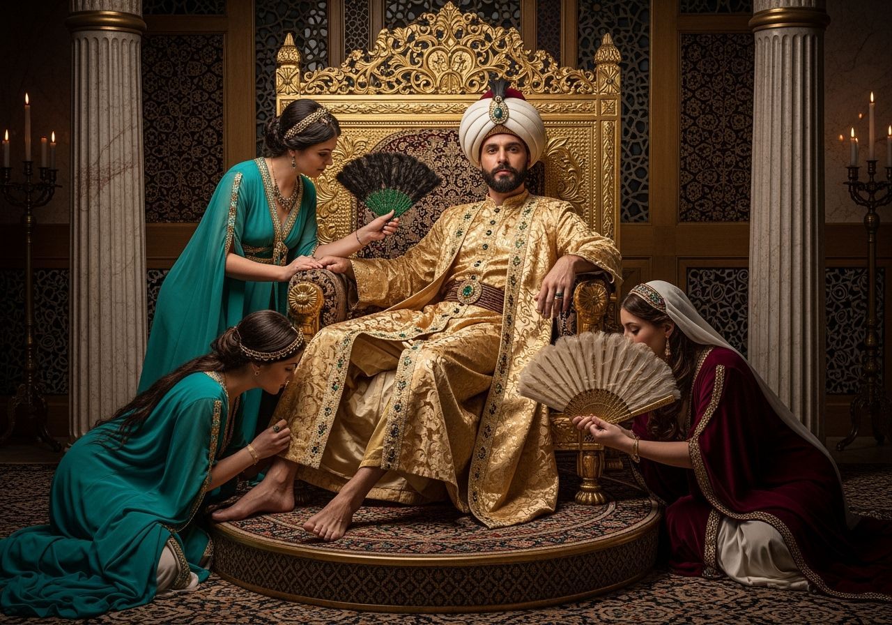 Opulent Ottoman Sultan in Harem, Neoclassical Style
