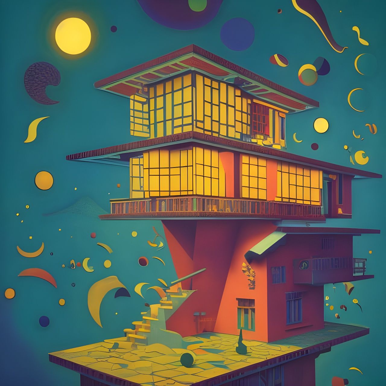 Abstract House Inspired by Kandinsky and Escher