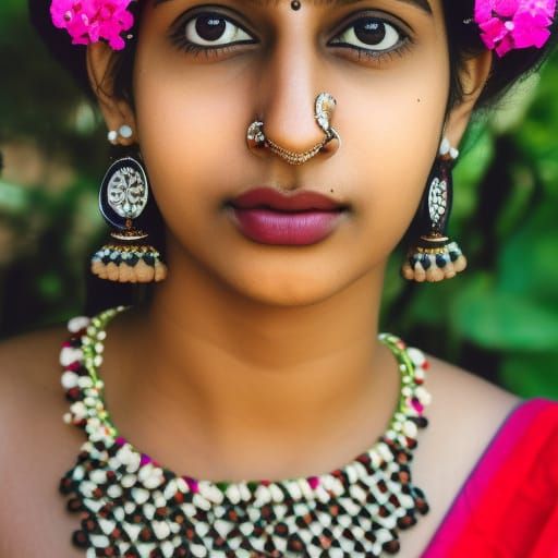 Beautiful Indian Girl Portrait in Hyperdetailed Style