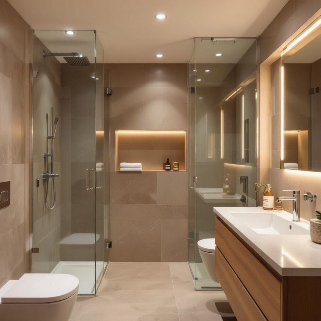 Modern Bathroom with Walk-In Shower in Minimalist Style